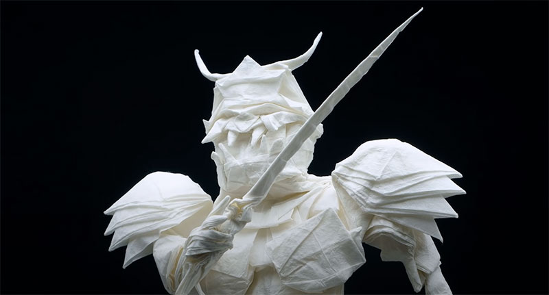 origami samurai by juho konkkola 7 This Origami Samurai was Folded from a Single Sheet of 95 x 95 cm Wenzhou Rice Paper