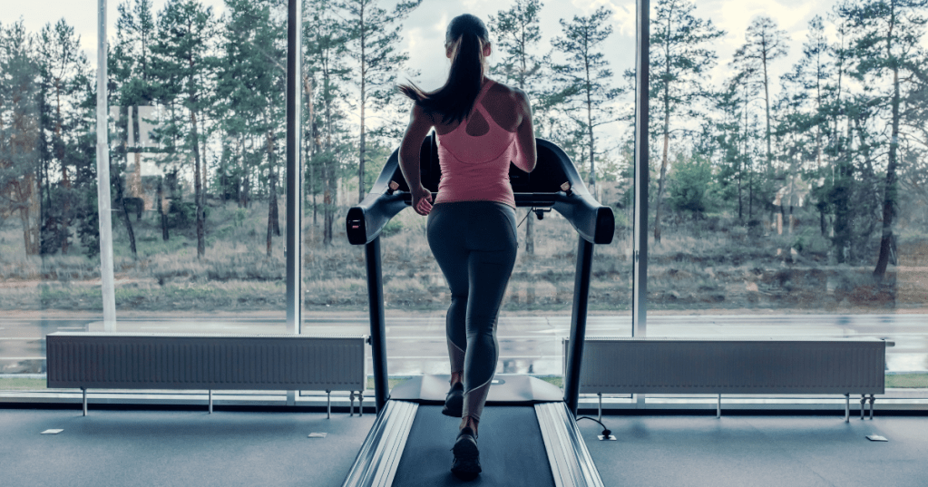 Woman running on tredmill