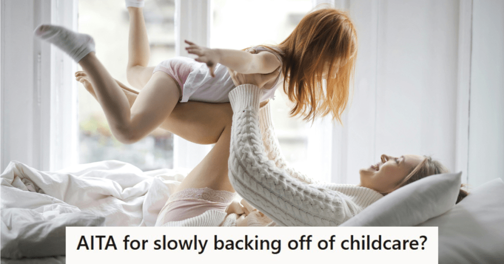 girl on bed playing with a kid